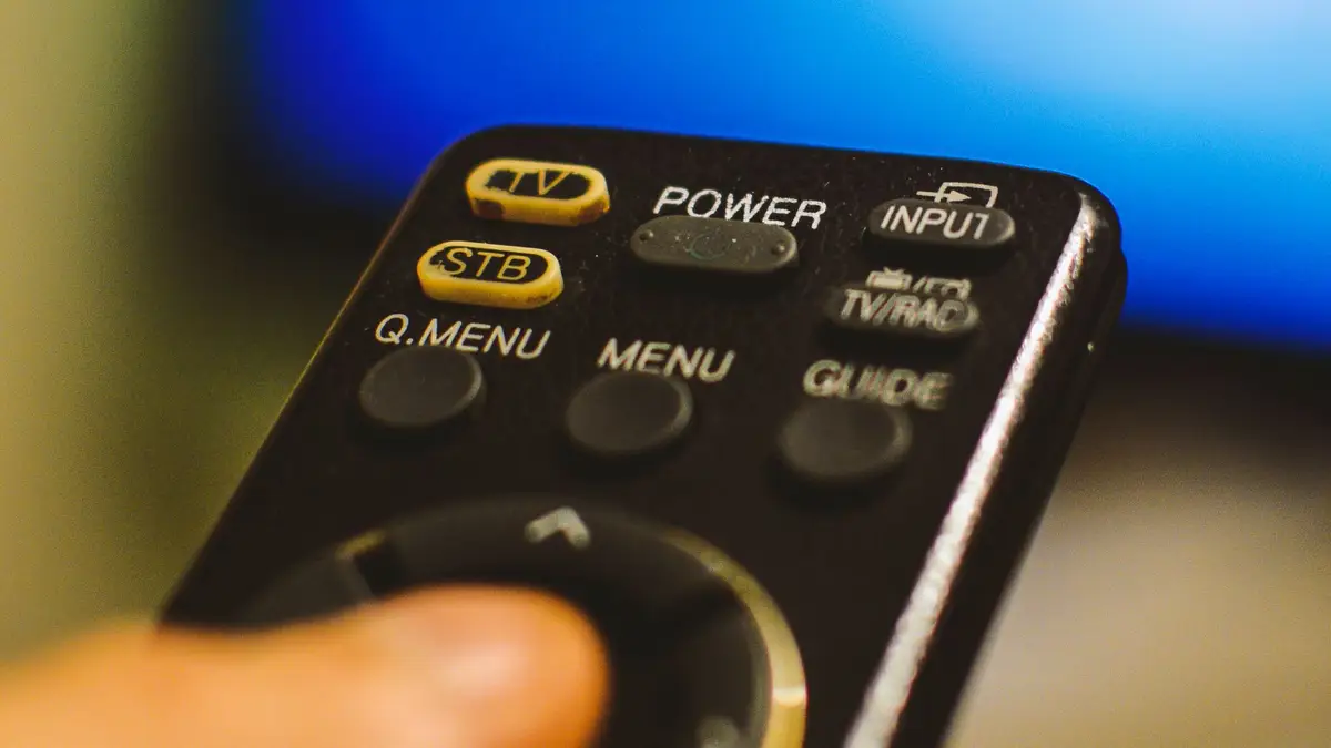 Viewer evaluating a streaming service with a TV remote