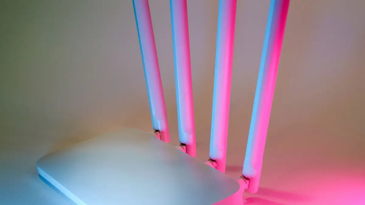 Wireless home router illuminated during network troubleshooting