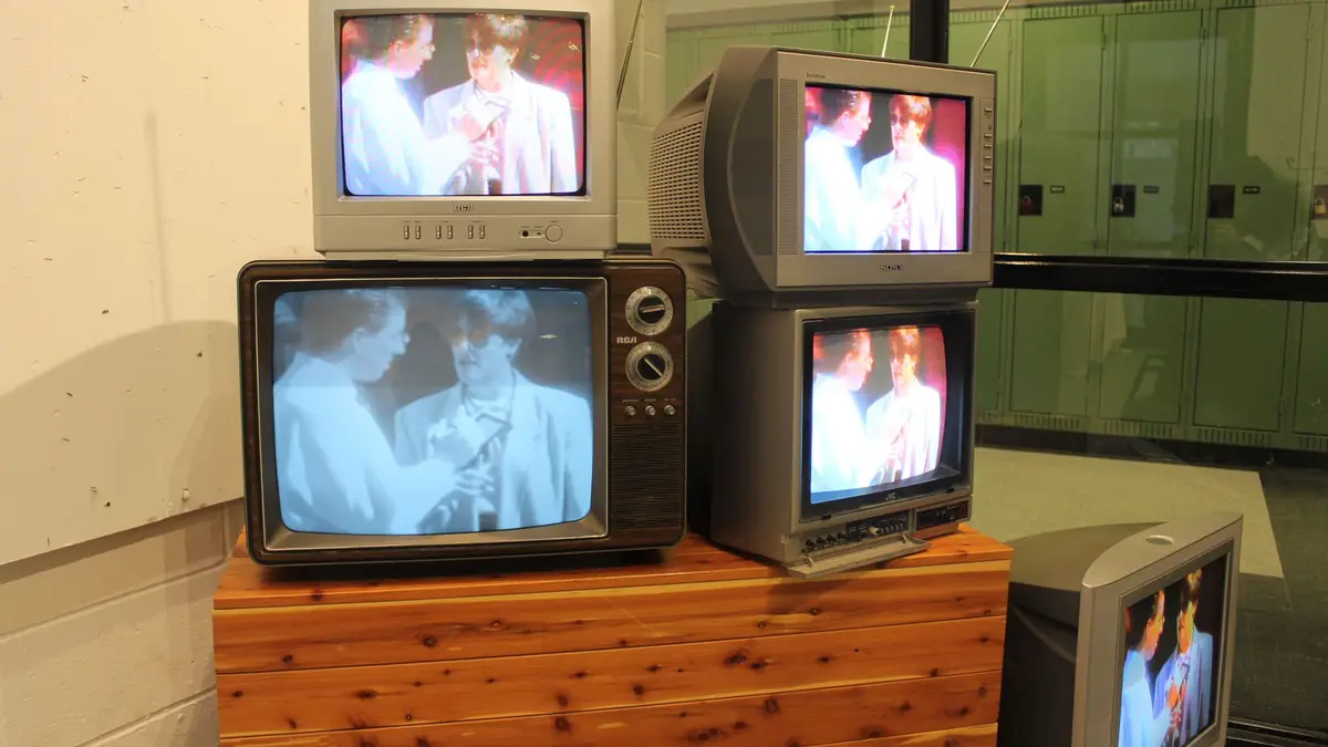 Collection of traditional television sets for a TV service comparison
